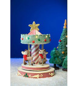 Carrousel met rendieren gemaakt van Decoratie en miniaturen