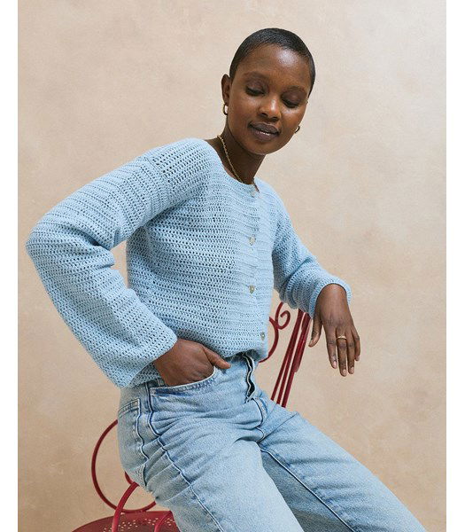 Haakpatroon Damesvest met wijde vierkante hals