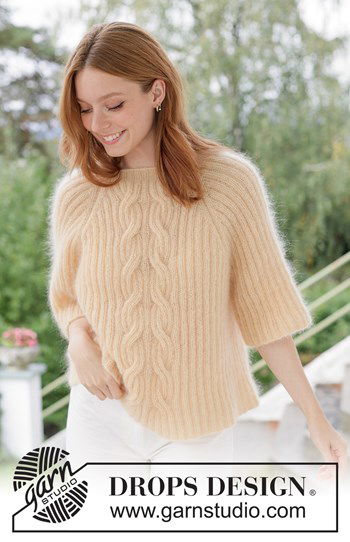 mohair damestrui met kabels en raglan