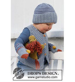 Kindermuts met wanten gemaakt van Drops Merino extra fine