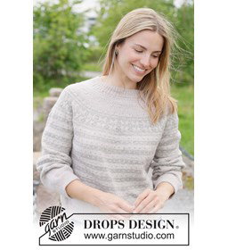 damestrui First Light Sweater met Scandinavisch patroon gemaakt van Breinaalden zonder knop