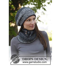 Gebreide muts en halswarmer met structuurpatroon van Fabel en Kid-Silk. gemaakt van Drops Kid Silk
