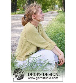 Damesvest Nature Lyrics Cardigan met kabels gemaakt van Drops Alpaca