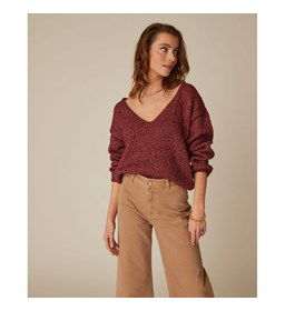 Damestrui met lage V-hals gemaakt van Phildar Phil Disco