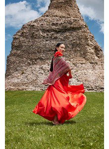 Poncho met ronde wijde hals