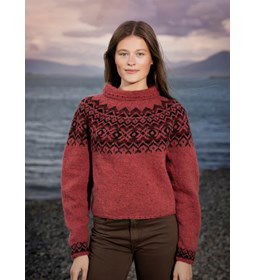 damestrui met opstaande halsboord gemaakt van Istex Lopi Fjallalopi