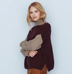 Breipatroon Damestrui met in kleur afstekende col en mouwen