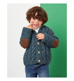 Jongensvest met elleboogstukken gemaakt van knopen