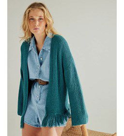 Damesvest met wijde rechte mouwen gemaakt van Phildar Phil Artisane