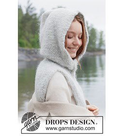 Luxe gebreide balaclava met capuchon van zachte DROPS Melody gemaakt van Handwerk accesoires