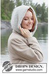 Breipatroon Luxe gebreide balaclava met capuchon van zachte DROPS Melody van andere kant