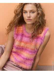 Harige mouwloze damestrui met ronde hals