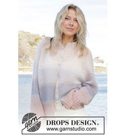 Damesvest met opstaande halsboord gemaakt van Drops Kid Silk