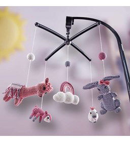 Muziekmobiel met dieren en regenboog gemaakt van Kralen & ringen hout