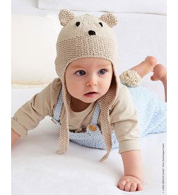 Babymuts met berenhoofd gemaakt van Lana Grossa Elastico