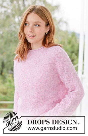 Top-down gebreide trui met raglan en rolhals