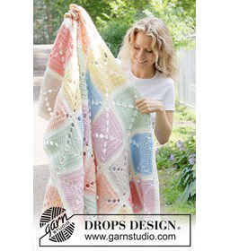 Block Party Blanket gemaakt van Drops Snow - Eskimo