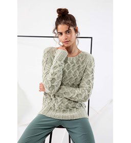 Damestrui met grove kabelpatroon gemaakt van Lang Yarns Sakura (op=op)