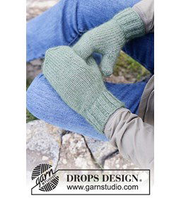 Herenwanten in tricotsteek gemaakt van Drops Kid Silk