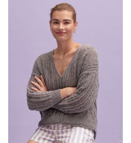 Damesvest met V-hals gemaakt van Lana Grossa Ecopuno