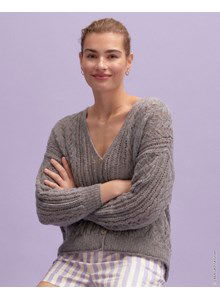 Breipatroon damesvest met v-hals gemaakt van Lana Grossa Ecopuno