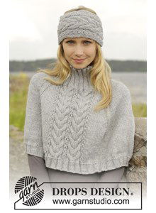 Gebreide poncho en hoofdband