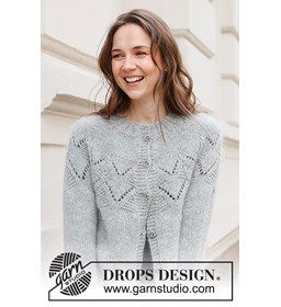 Damesvest met kantpatroon gemaakt van Drops Kid Silk