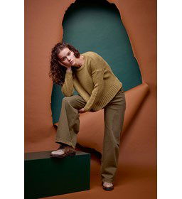 Damestrui met brede boorden gemaakt van Lang Yarns Baby alpaca