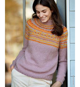 Damestrui met in Noorspatroon gebreide ronde pas