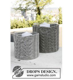 Gebreide hoesjes voor vaas gemaakt van Drops Merino extra fine