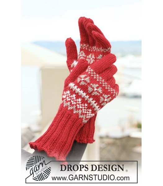 Breipatroon handschoenen met Noors patroon.