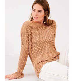 Damestrui met rechte hals gemaakt van Lana Grossa Linarte