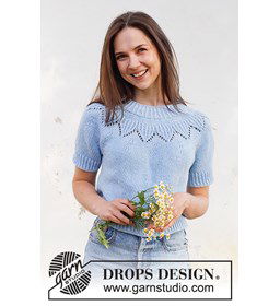 Damestruitje met korte mouwen en ronde pas. gemaakt van Drops Paris