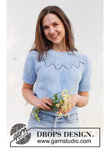 Damestruitje met korte mouwen en ronde pas.