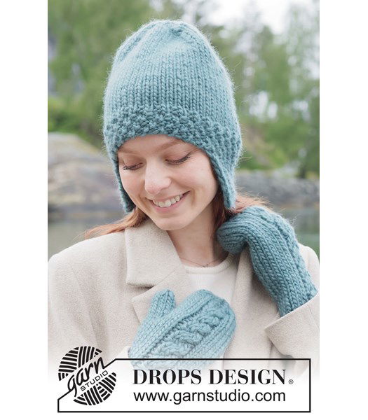Breipatroon Warme gebreide muts met oorflappen van DROPS Snow