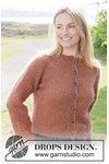 Breipatroon damesvest met raglan en klokmouwen van andere kant