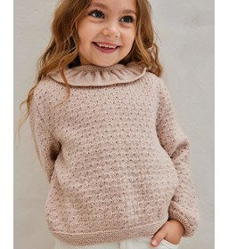 Meisjes trui met gerimpeld kraagje gemaakt van Phildar Phil Super Baby