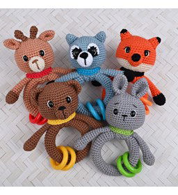 Gehaakte Bosdieren Rammelringen gemaakt van Durable Coral