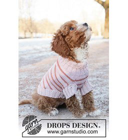 Hondentrui met strepen en hoge kraag gemaakt van Drops Merino extra fine