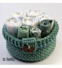 Mandje 18 cm gemaakt van Scheepjes Stone Wash XL en XL Minerals