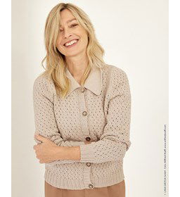 Dames met reverkraag gemaakt van Lana Grossa Elastico