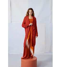 Knielang vest met sjaalkraag