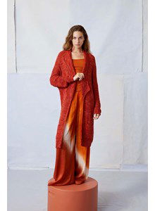 Knielang vest met sjaalkraag