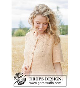 katoenen zomervest met korte mouwen en kantpatroon gemaakt van Drops Paris