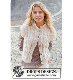 Dames mouwloos vest gemaakt van Drops Kid Silk