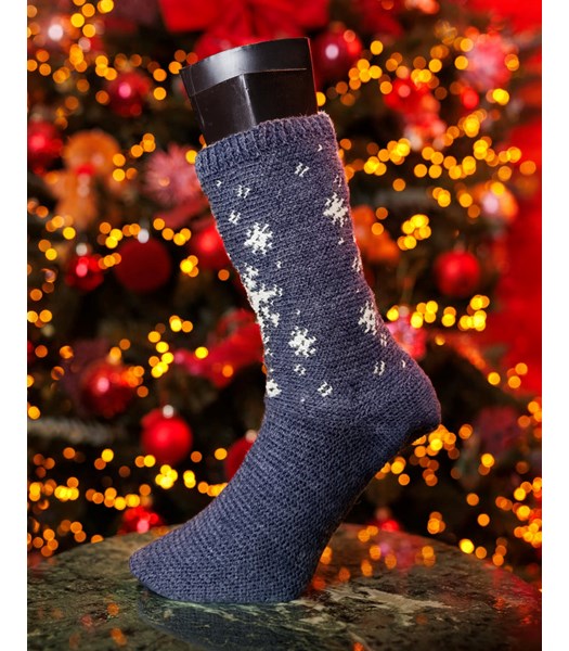 Haakpatroon kerstsokken Falling Snowflakes