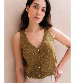 Topje Loic met lage V-hals en knoopsluting gemaakt van Naaiartikelen