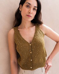 topje Loic met lage V-hals en knoopsluting