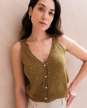 topje Loic met lage V-hals en knoopsluting