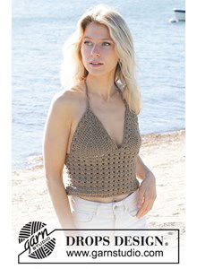 Damestop met kantpatroon en halternek